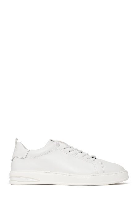 کتونی مردانه چرم سفید بنددار دری مد