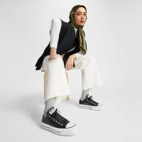 کتونی چرمی لژدار کانورس آل استار Chuck Taylor All Star مشکی مردانه و زنانه اورجینال