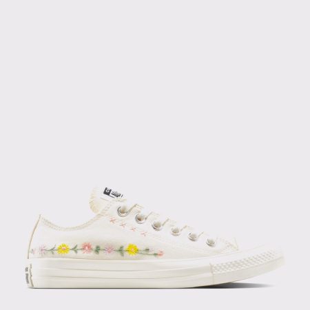 کتونی کانورس آل استار Chuck Taylor All Star Embroidered Flowers کرم مردانه و زنانه اورجینال