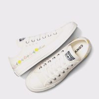کتونی کانورس آل استار Chuck Taylor All Star Embroidered Flowers کرم مردانه و زنانه اورجینال