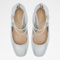 کفش زنانه پاشنه بلند نقره‌ای مدل مری جین آلدو KAERI – ALDO