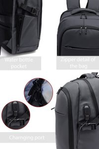 کوله پشتی پارچه‌ای تکنولوژیک طوسی بدون‌جنسیت D-Pack