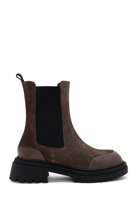 بوت زنانه ویزون جیر چرمی چلسی دری مد