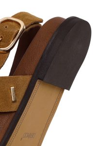 صندل جیر چرم زنانه عسلی نگین دار دری مد
