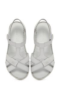 صندل راحتی چرم زنانه سفید بندی دری مد