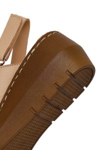 صندل راحتی چرم لژدار زنانه بژ دری مد