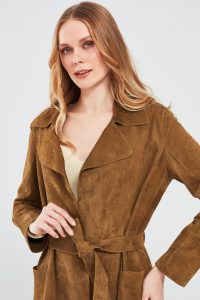 ژاکت چرم جیر شتریی زنانه ساردینیا دری مد