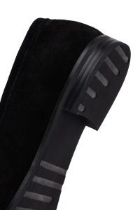کفش لوفر جیر چرمی زنانه مشکی سگک‌دار ماسکولین دری مد