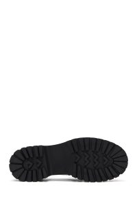 کفش لوفر زنانه مشکی چرمی پاشنه لژدار بنددار دری مد