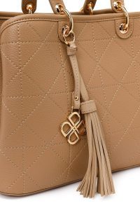 کیف دستی زنانه بژ بند بلند طرح‌دار دری مد