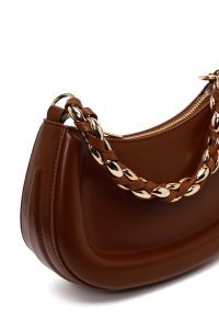کیف دستی زنانه قهوه‌ای بند بلند کوچک دری مد