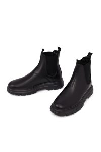 بوت چلسی چرمی مردانه مشکی دری‌مد