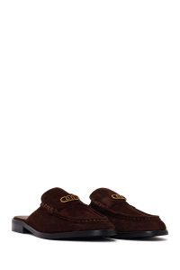 دمپایی جیر چرمی زنانه قهوه‌ای دری مد