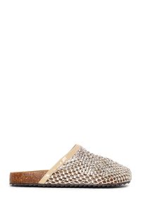 دمپایی مول زنانه طلایی نگین‌دار دری مد