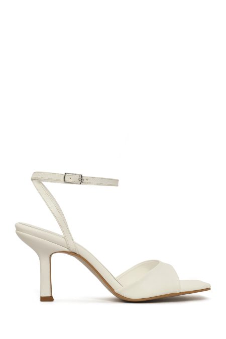 صندل زنانه سفید بند مچی پاشنه نازک دری‌مد دری مد
