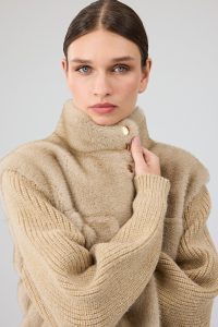 کاپشن تدی زنانه بژ کوتاه Cortina دری مد