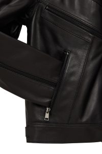 کت چرمی زنانه مشکی کوتاه اورسایز یقه پیراهنی Vanessa دری مد