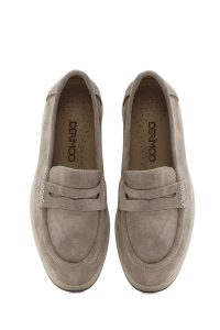 کتونی زنانه بژ چرم لوفر دری مد