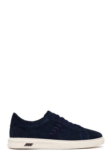 کتونی مردانه جیر سرمه‌ای بنددار زیره ضخیم دری مد