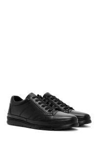 کتونی مردانه مشکی بندی چرمی کژوال دری مد
