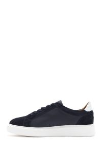 کتونی مردانه چرم سرمه‌ای بنددار دری مد