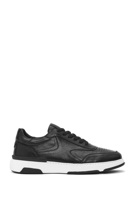 کتونی مردانه چرم مشکی بنددار دری مد