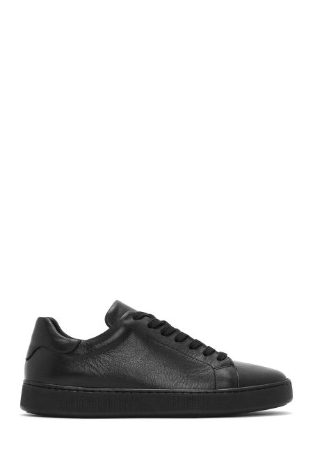 کتونی مردانه چرم مشکی بنددار دری مد