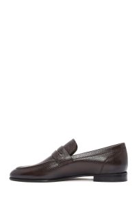کفش لوفر رسمی مردانه قهوه‌ای چرمی دری مد