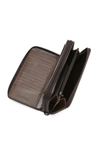 کیف مردانه چرم قهوه ای با محفظه تلفن