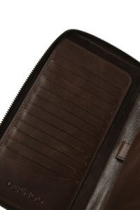 کیف مردانه چرم قهوه ای با محفظه تلفن