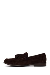 لوفر کژوال جیر چرمی مردانه قهوه‌ای منگوله‌دار دری مد