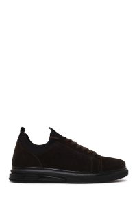 کتونی جیر چرمی مردانه قهوه‌ای بندی دری مد
