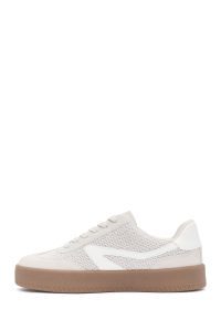 کتونی زنونه بژ بنددار با زیره ضخیم دری مد
