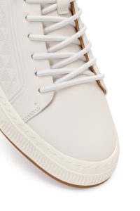 کتونی چرمی مردانه سفید چاپ‌دار بندی دری‌مد