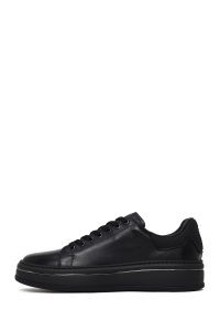کتونی چرمی مردانه مشکی زیره ضخیم بندی دری‌مد