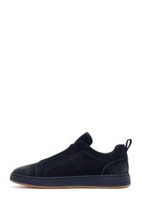 کتونی چرمی نبوک مردانه سرمه‌ای بندی دری‌مد