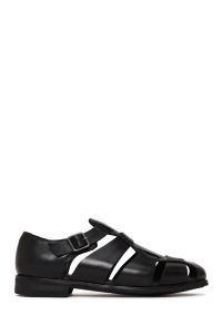 کفش تابستانی چرمی مردانه مشکی سگک‌دار Derimod Black