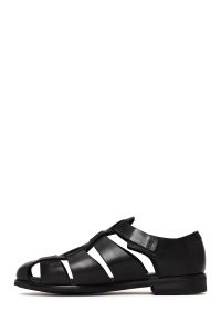 کفش تابستانی چرمی مردانه مشکی سگک‌دار Derimod Black