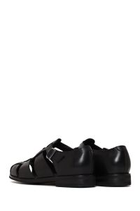 کفش تابستانی چرمی مردانه مشکی سگک‌دار Derimod Black