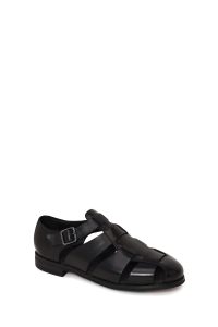 کفش تابستانی چرمی مردانه مشکی سگک‌دار Derimod Black