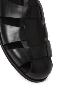 کفش تابستانی چرمی مردانه مشکی سگک‌دار Derimod Black
