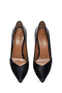 کفش پاشنه دار چرم پاشنه نازک مشکی زنانه دری مد