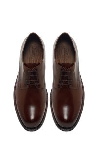 کفش کلاسیک چرمی مردانه قهوه‌ای بندی Derimod Black