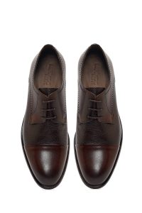 کفش کلاسیک چرمی مردانه قهوه‌ای بندی Derimod Black
