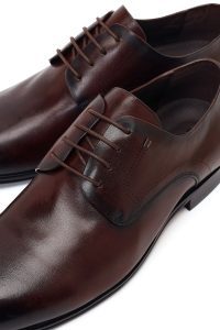 کفش کلاسیک چرمی مردانه قهوه‌ای بندی Derimod Black