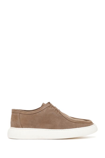 کفش کژوال جیر چرمی مردانه بژ بندی زیره ضخیم دری مد