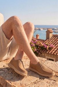 کفش کژوال نبوک چرمی مردانه بژ دری مد