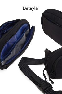 کیف دستی مینی پارچه‌ای مردانه مشکی بند بلند D-Pack